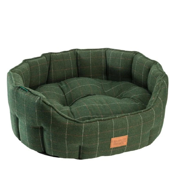 House of Paws Green Tweed Oval Snuggle Small