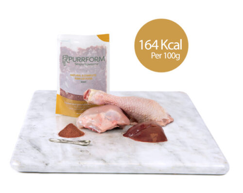 Purrform Chicken, Bone & Liver Complete Raw Cat Food (6x 70g Pouches)