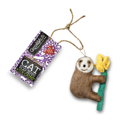 Green & wilds Sally sloth cat toy