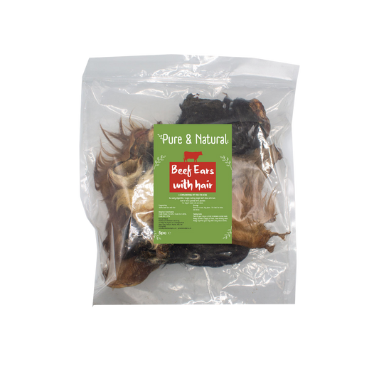 Pure & Natural Beef Ear with hair 5pcs