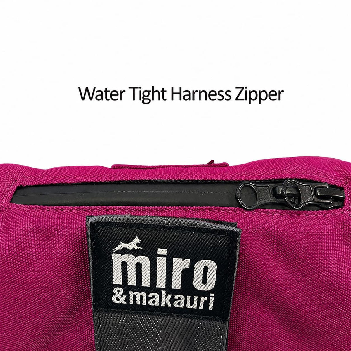Dog Coat - Harness Zip, Raspberry/Grey, 35cm