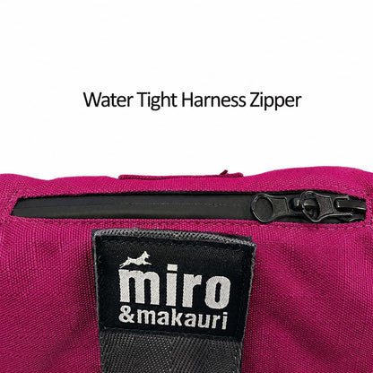 Dog Coat - Harness Zip, Raspberry/Grey, 35cm