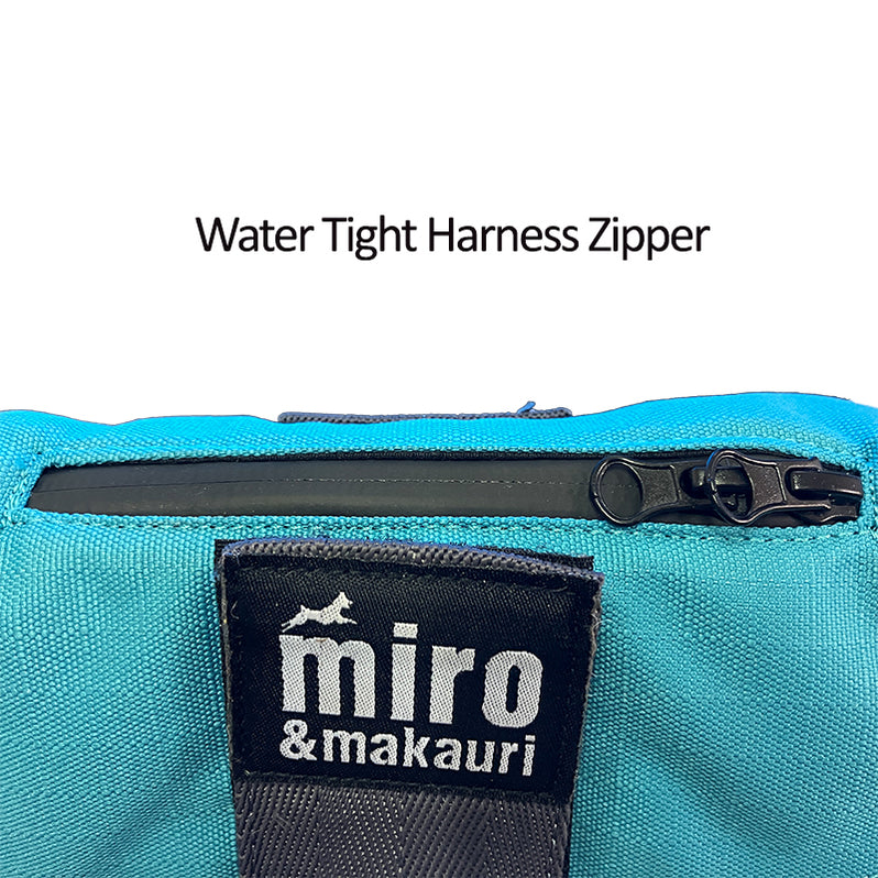 Dog Coat - Harness Zip, Teal/Grey, 40cm
