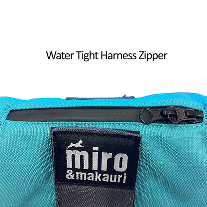 Dog Coat - Harness Zip, Teal/Grey, 40cm