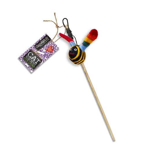 Green & wilds Buzz Bee cat teaser toy
