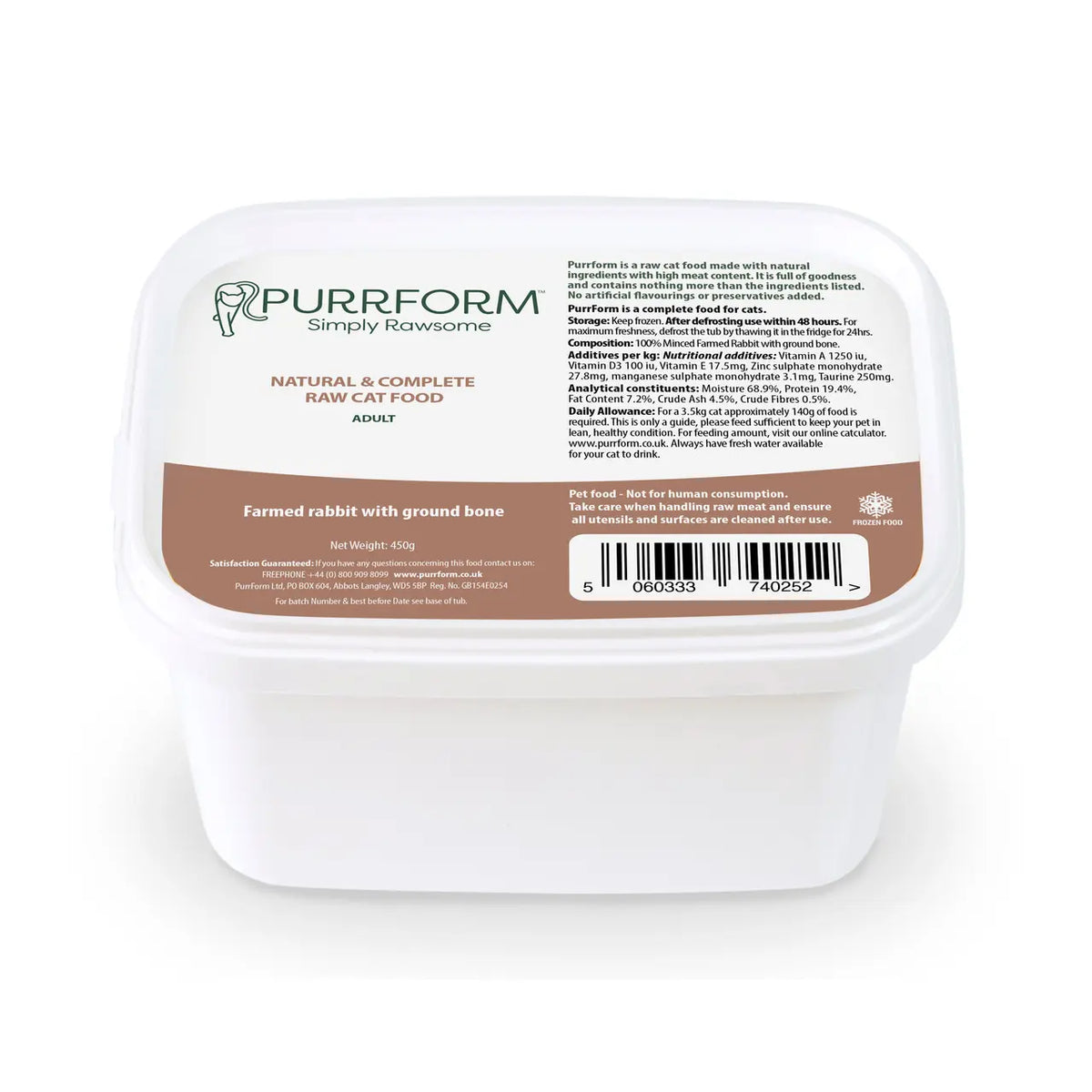 Purrform Rabbit and Bone 450g