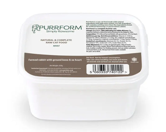 Purrform Rabbit, Bone & Ox Heart 450g