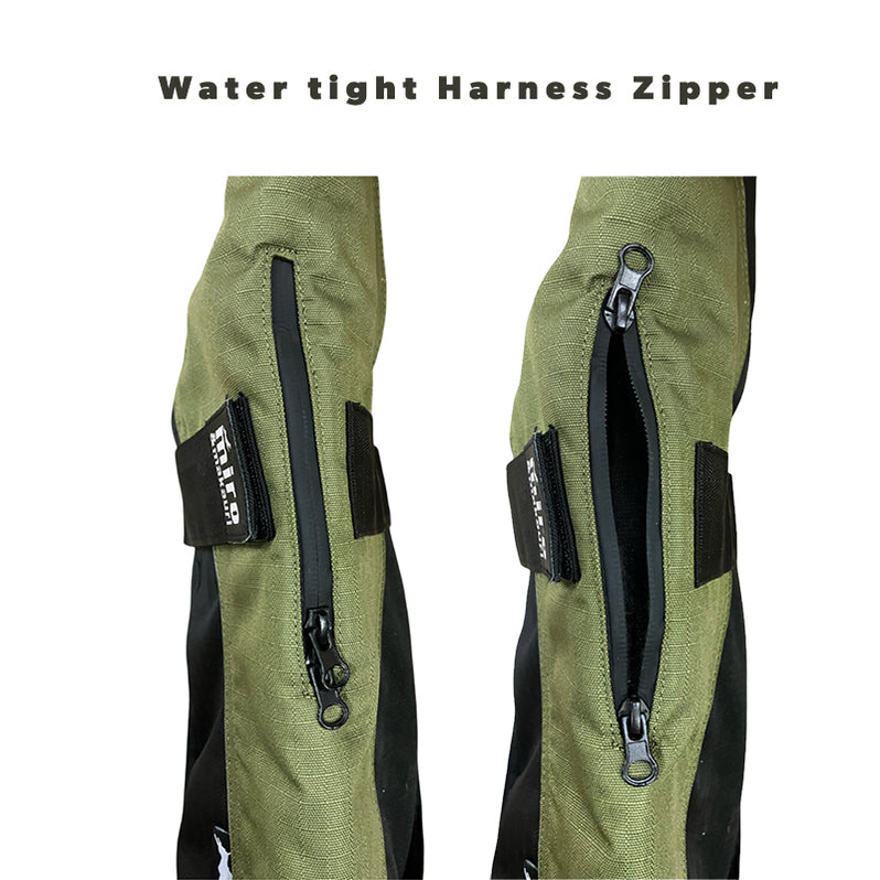 Dog Coat - Harness Zip, Khaki/Black, 35cm