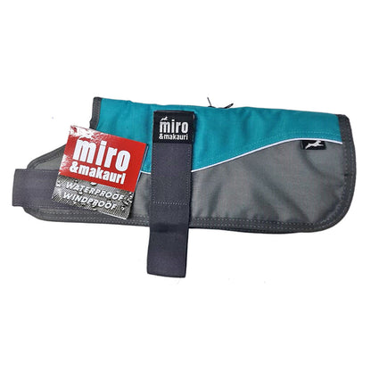 Dog Coat - Harness Zip, Teal/Grey, 40cm