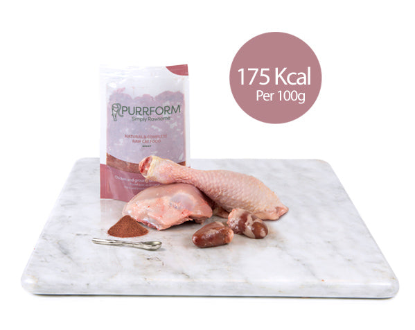 Purrform Chicken, Bone and Heart Complete Raw Cat Food (6 x 70g Pouches)